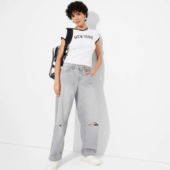 wild fable EasyRigid Mid-Rise 90's Relaxed Straight Jean in Grey Women’s Size 4 - Picture 1 of 5